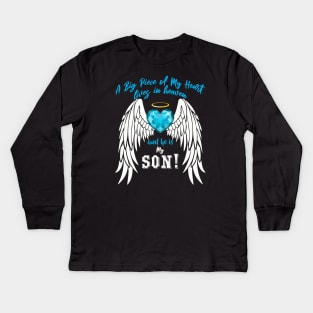 Son in Heaven, A Big Piece of My Heart Lives in Heaven Kids Long Sleeve T-Shirt